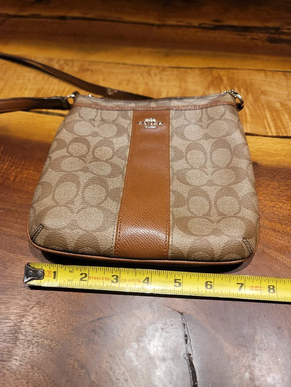 Coach Signature Stripe Tan Crossbody